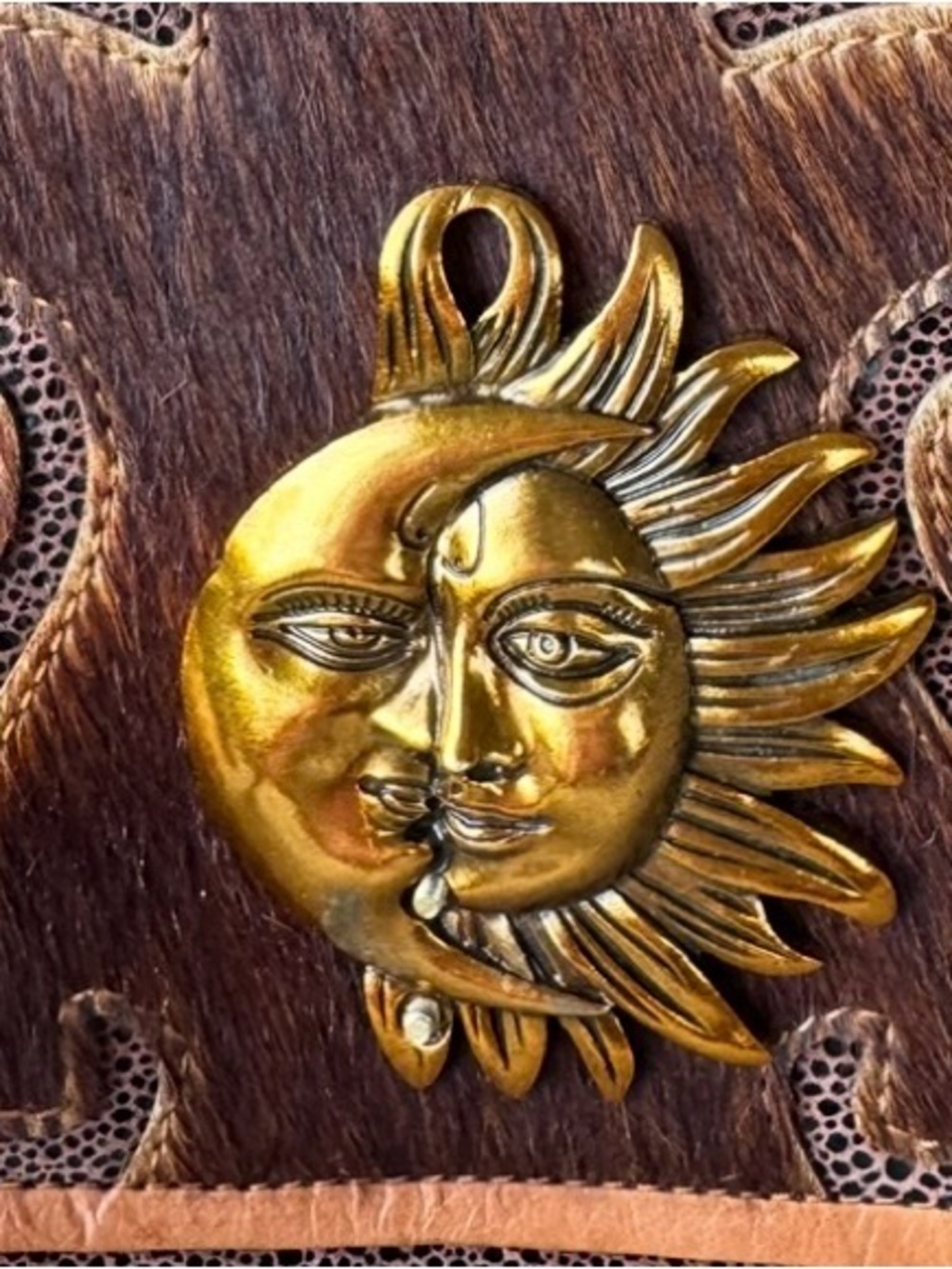 Sharif Vintage Celestial Stingray Sun & Moon Crossbody Bag - Rare - Picture 15 of 16